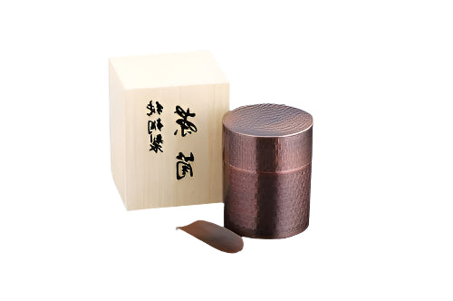 Asahi Copper Japanese Loose Tea Leaf Chazutsu Tea Caddy - Spoon & Gift Box