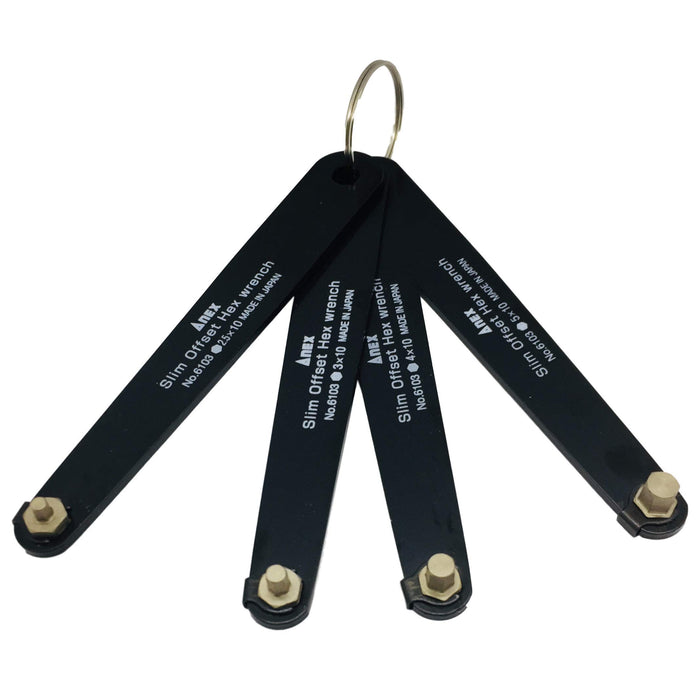 Anex Stool Hex Wrench Slim Offset type Set of 4 - Annex Tool No.6103-F 2.5-5mm-Kiichin - The #1 Place for Japanese Goods in Your Hand!