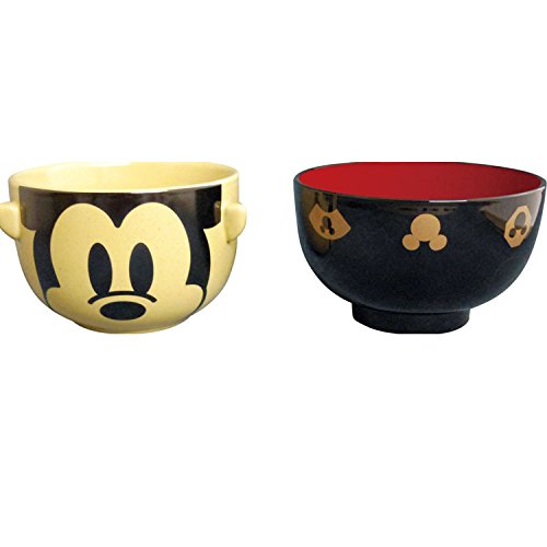 Sun Art Disney Mickey Mouse Large Soup and Rice Bowl Set San2554-1-Kiichin - The #1 Place for Japanese Goods in Your Hand!