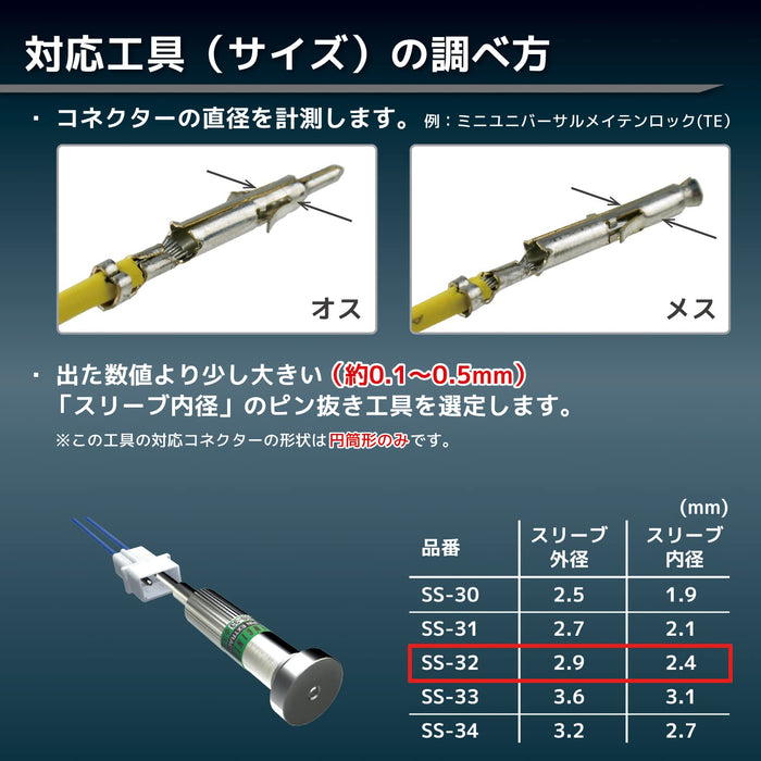 Engineer Brand SS-32 Pin Removal Tool Housing Connector with Φ2.9Mm Tip-Kiichin - The #1 Place for Japanese Goods in Your Hand!