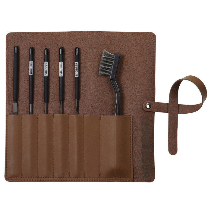 Engineer Precision 5-Piece Jet Black File Set with Leather Case - Tfs-20-Kiichin - The #1 Place for Japanese Goods in Your Hand!