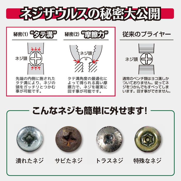 Engineer Black PZ-32 Nejisaurus Tool for Stripped Rusty Crushed Screws 3-9.5mm-Kiichin - The #1 Place for Japanese Goods in Your Hand!