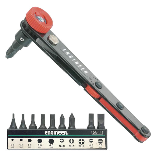 Engineer 10-Bit Black Offset Ratchet Set DR-06 with 40mm Tip Thickness-Kiichin - The #1 Place for Japanese Goods in Your Hand!