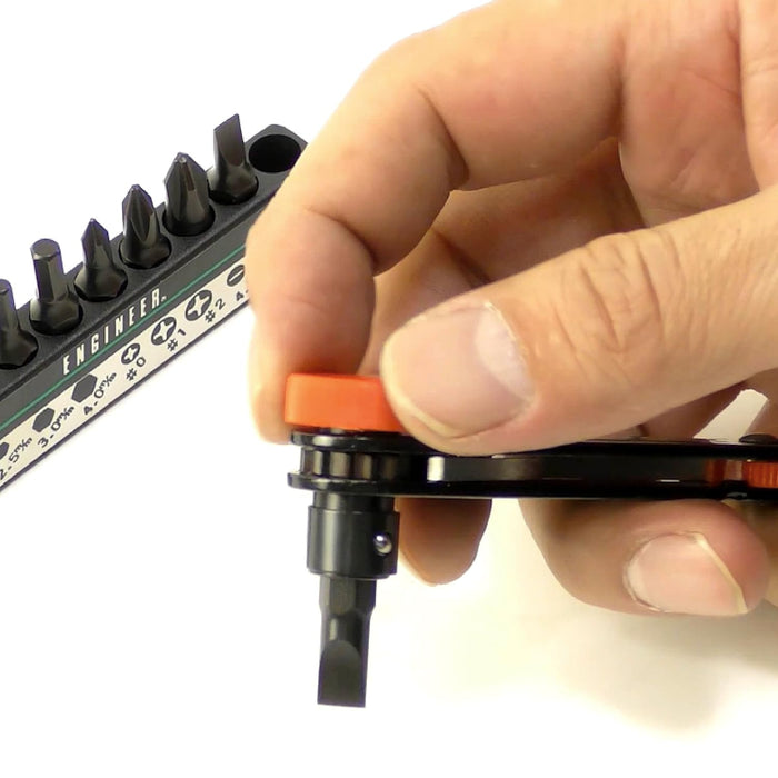 Engineer 10-Bit Black Offset Ratchet Set DR-06 with 40mm Tip Thickness-Kiichin - The #1 Place for Japanese Goods in Your Hand!