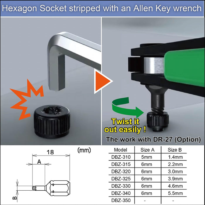 Engineer Dbz-340 Extra Short Screw Removing Set 4.0mm Hexagonal Socket Dinosaur Mole Enamel-Kiichin - The #1 Place for Japanese Goods in Your Hand!