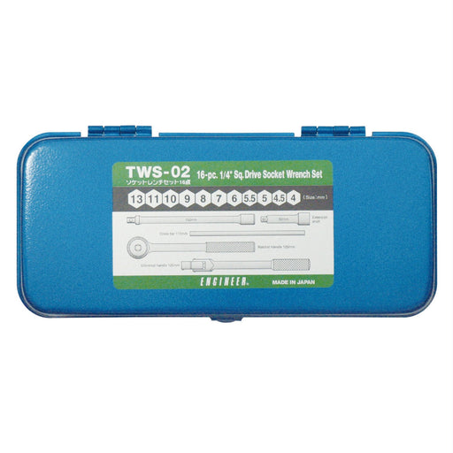 Engineer 16-Piece Socket Wrench Set Tws-02 Professional Hand Tools-Kiichin - The #1 Place for Japanese Goods in Your Hand!