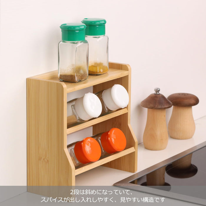 Hehe∞Takemi|∞Takemi Bamboo Spice Rack 3-Tier Slanted Large Capacity Organizer-Kiichin - The #1 Place for Japanese Goods in Your Hand!