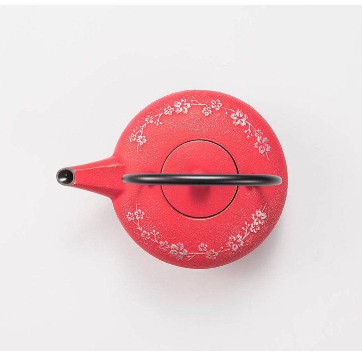 Iwachu Japanese Sakura Teapot 0.6L Silver Red Enameled Nambu Ironware-Kiichin - The #1 Place for Japanese Goods in Your Hand!