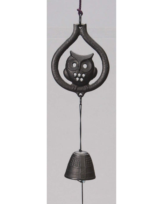 Iwachu Owl Wind Chime Black 9.5x2x11.5 cm Nambu Ironware Design-Kiichin - The #1 Place for Japanese Goods in Your Hand!