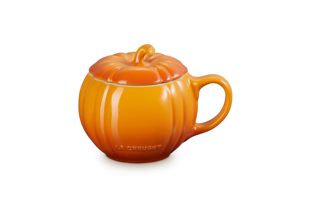 Le Creuset Pumpkin Mug 400ml with Lid Horse Chestnut Halloween Design Safe