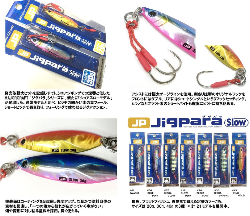 Major Craft Jigpara Shore Slow 30G Metal Jig #26 Zebra Pink Jpslow-30-Kiichin - The #1 Place for Japanese Goods in Your Hand!
