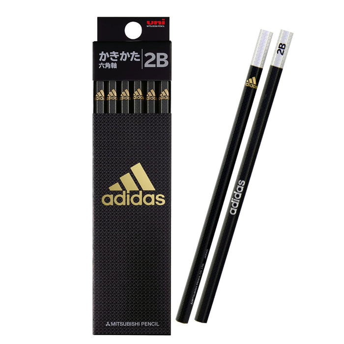 Mitsubishi Pencil Adidas Uni Drawing AI04 2B Black Gold Hexagonal Shaft Pack of 12-Kiichin - The #1 Place for Japanese Goods in Your Hand!