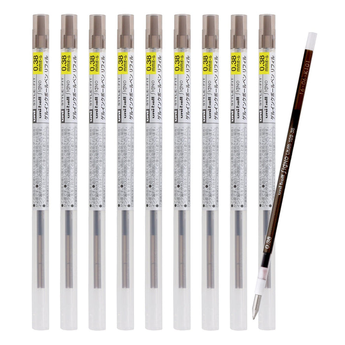 Mitsubishi Pencil Ballpoint Pen Refill Style Fit Signo 0.38 Brown Black - 10 pack-Kiichin - The #1 Place for Japanese Goods in Your Hand!