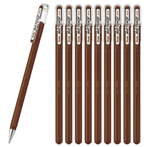 Pentel 10-Piece Matte Hop Brown Color Ballpoint Pen Set K110-Ve-Kiichin - The #1 Place for Japanese Goods in Your Hand!