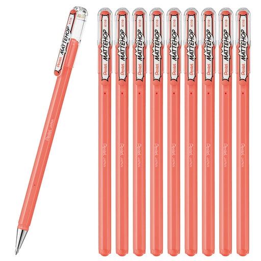 Pentel 10-Piece Matte Hop Coral Pink Color Ballpoint Pens K110-Vp2-Kiichin - The #1 Place for Japanese Goods in Your Hand!