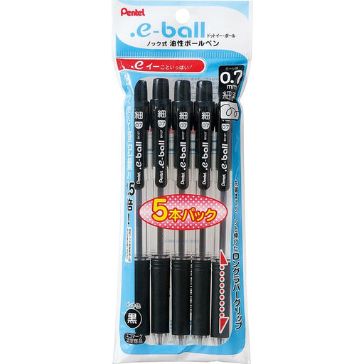 Pentel Dot E Black 0.7mm Oil-Based Ballpoint Pen Pack of 5-Kiichin - The #1 Place for Japanese Goods in Your Hand!