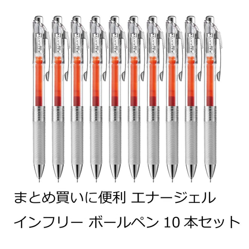 Pentel Energel In Free 0.5 Gel Ink Ballpoint Pen Orange Pack of 10-Kiichin - The #1 Place for Japanese Goods in Your Hand!