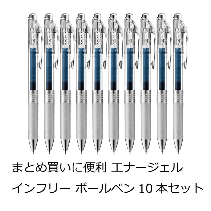 Pentel Energel Infree 0.4 Blue Black Gel Ink Ballpoint Pen 10 Pieces Pack-Kiichin - The #1 Place for Japanese Goods in Your Hand!