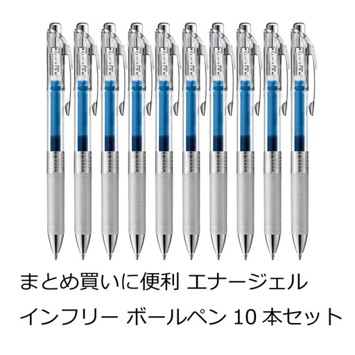 Pentel Energel Infree 0.7 Blue Gel Ink Ballpoint Pen - Pack of 10-Kiichin - The #1 Place for Japanese Goods in Your Hand!