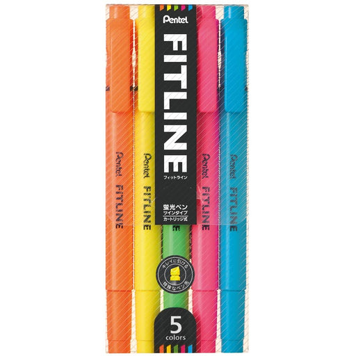 Pentel 5-Color Fit Line Highlighter Set SLW11-5 Versatile Writing Tools-Kiichin - The #1 Place for Japanese Goods in Your Hand!