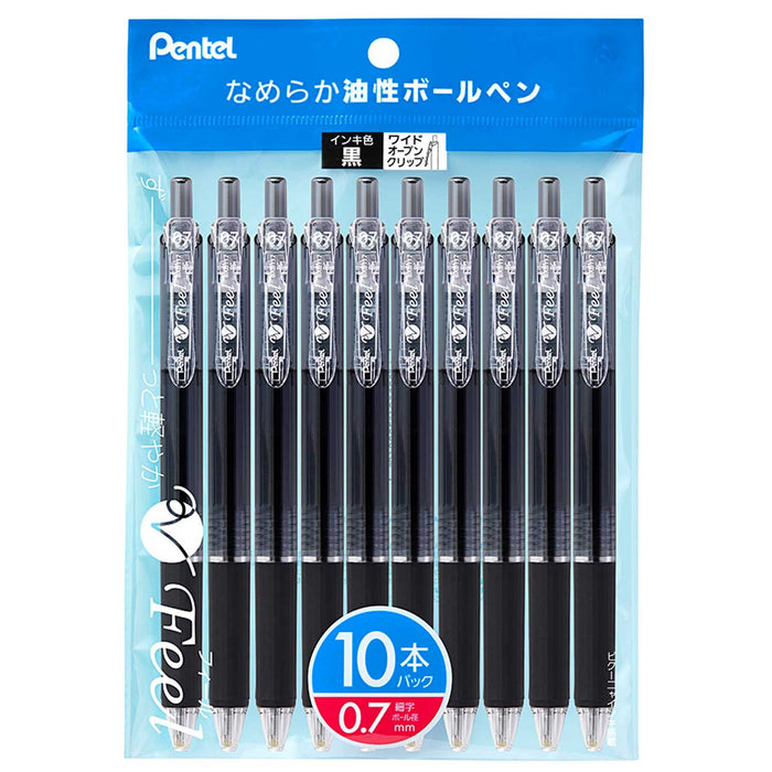 Pentel 10 Pack Clear Black 0.7 Oil-Based Ballpoint Pen XBXB117A10-Kiichin - The #1 Place for Japanese Goods in Your Hand!