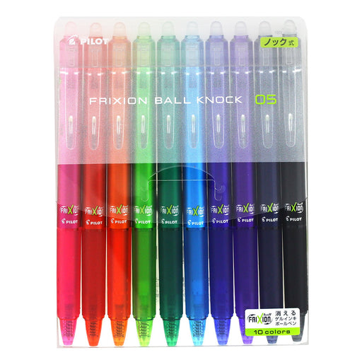 Pilot Frixion Ball Knock 0.5 Erasable Ballpoint Pen 10 Vibrant Colors Set-Kiichin - The #1 Place for Japanese Goods in Your Hand!