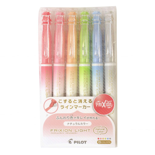 Pilot Frixion Light Natural Color 6-Color Disappearing Highlighter Pack Sfl60Sl6Cn-Kiichin - The #1 Place for Japanese Goods in Your Hand!