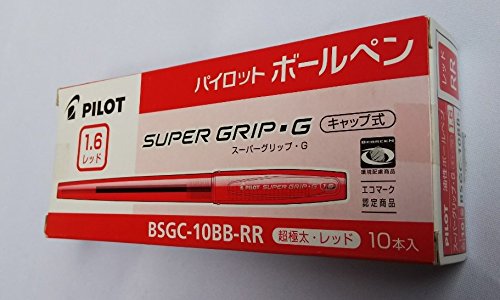 Pilot Super Grip G Oil-Based 1.6mm Thick Red Ballpoint Pens Set of 10-Kiichin - The #1 Place for Japanese Goods in Your Hand!