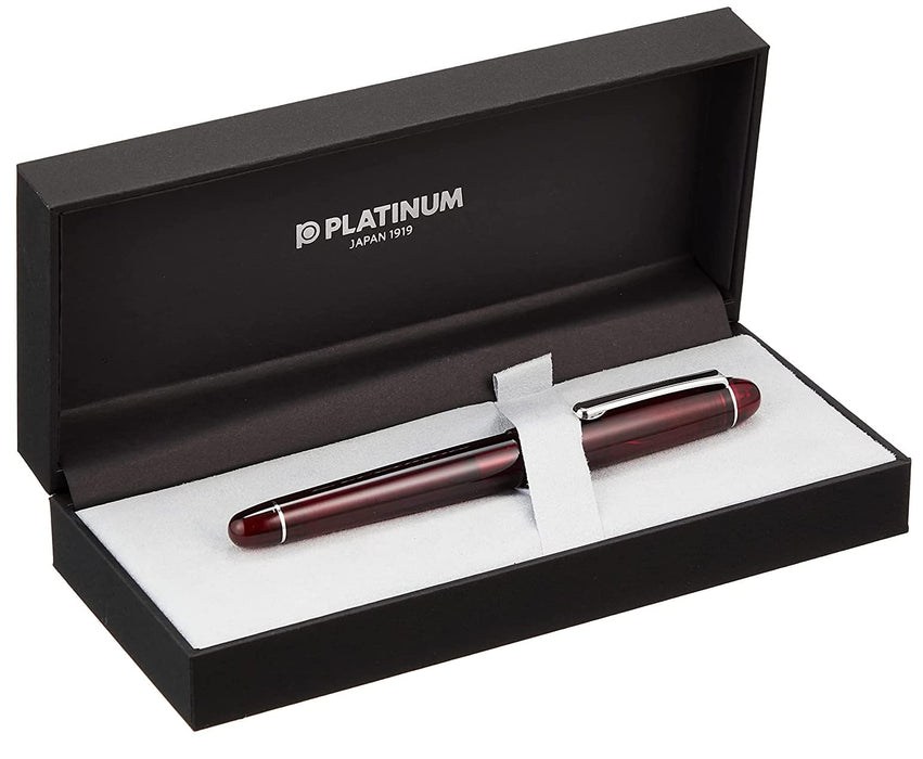 Platinum Pen #3776 Century Medium Point Burgundy Fountain Pen with Kanji Love Sticker-Kiichin - The #1 Place for Japanese Goods in Your Hand!