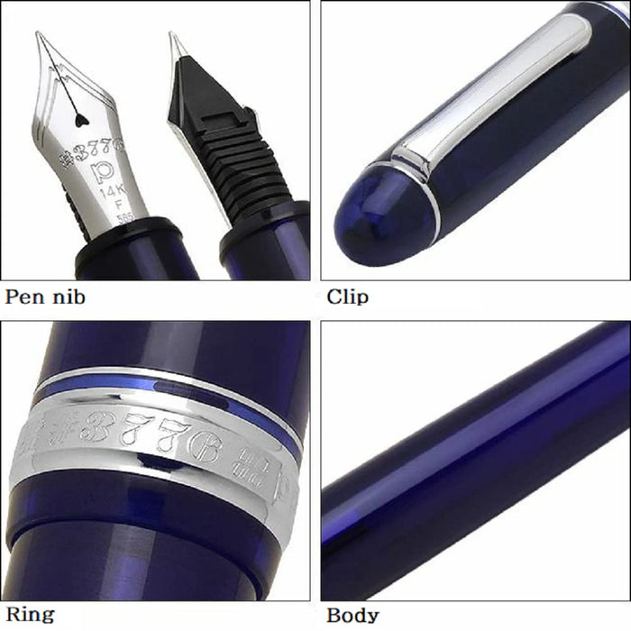 Platinum Pen 3776 Century Chartres Blue Fountain Pen Double Bold with Love Kanji Sticker-Kiichin - The #1 Place for Japanese Goods in Your Hand!