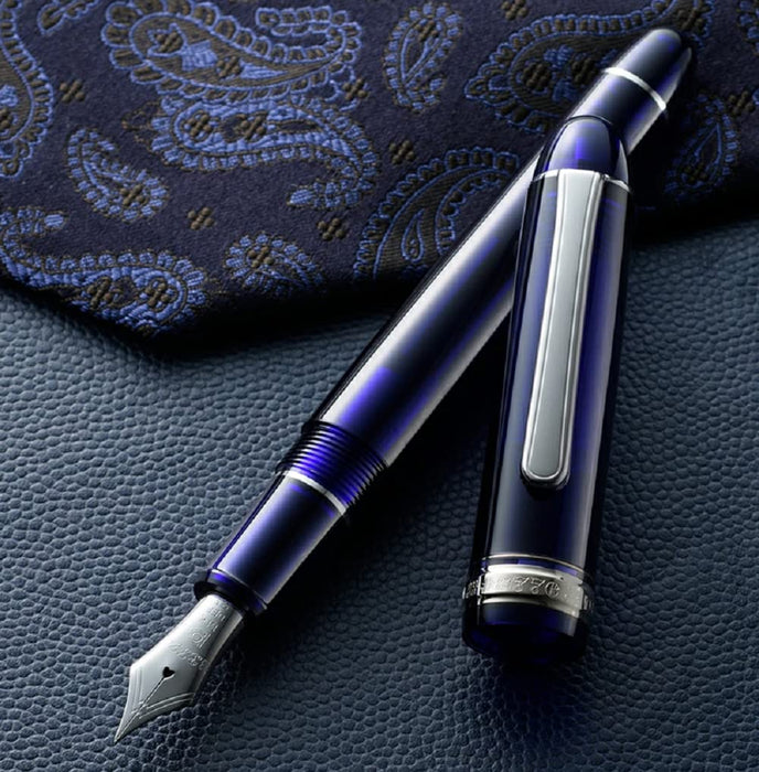 Platinum Pen 3776 Century Medium Point Rhodium Finish Chartres Blue Fountain Pen with Love Kanji Sticker-Kiichin - The #1 Place for Japanese Goods in Your Hand!