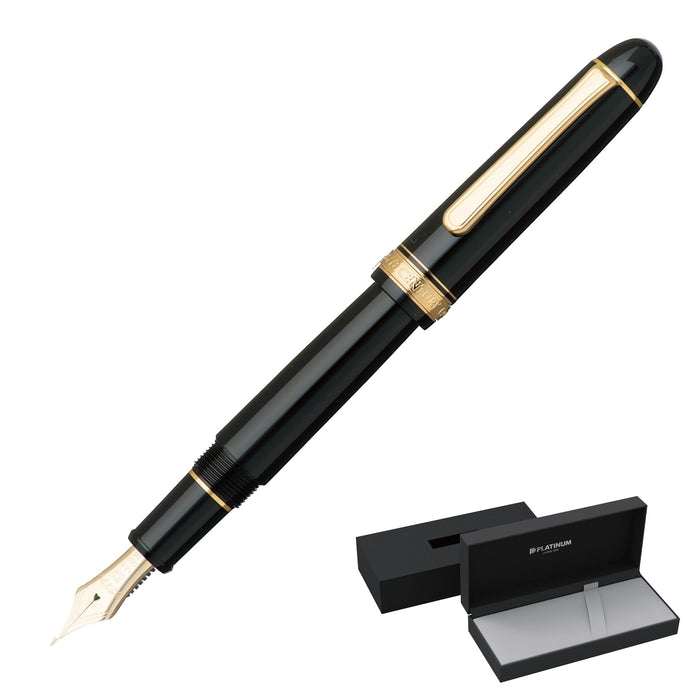 Platinum Fountain Pen #3776 Century Medium Point Black in Black - PNB-15000#1-3-Kiichin - The #1 Place for Japanese Goods in Your Hand!