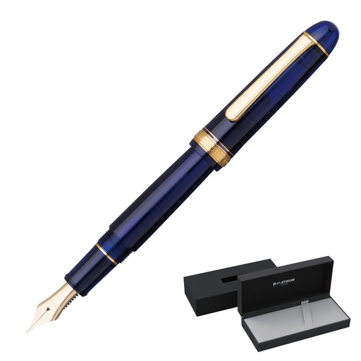 Platinum Fountain Pen #3776 Century Chartres Blue Bold Size 139.5X15.4mm Thick 20.5G-Kiichin - The #1 Place for Japanese Goods in Your Hand!