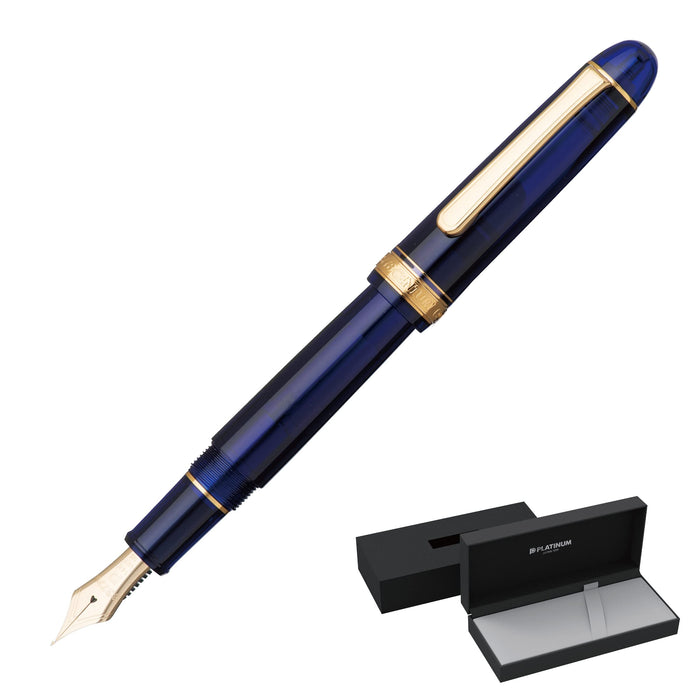 Platinum Fountain Pen #3776 Century Chartres Blue Bold Size 139.5X15.4mm Thick 20.5G-Kiichin - The #1 Place for Japanese Goods in Your Hand!