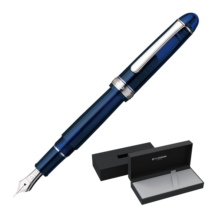Platinum Fountain Pen - Century Rhodium #3776 Chartres Blue Extra Thick PNB-18000Cr-Kiichin - The #1 Place for Japanese Goods in Your Hand!
