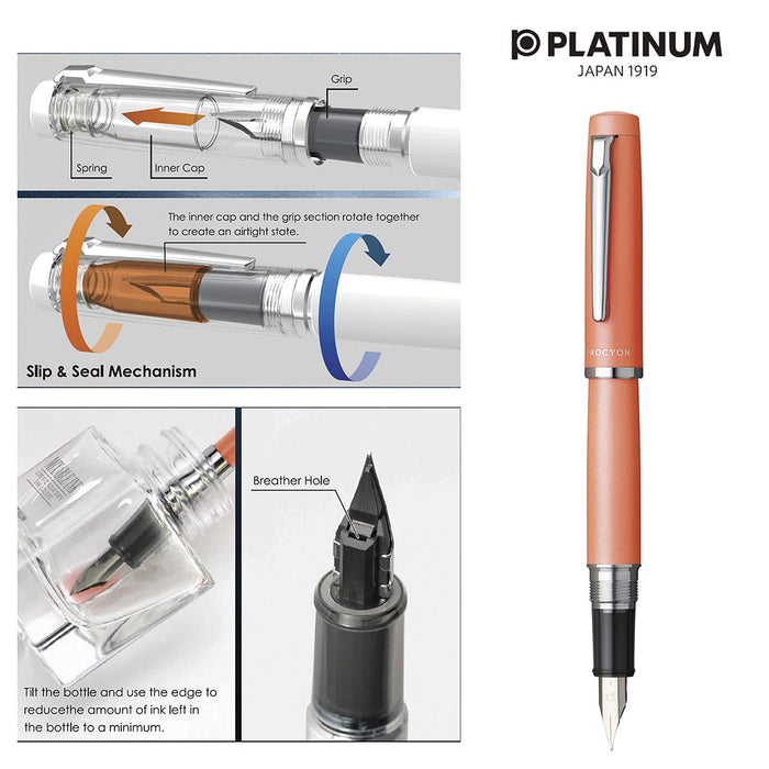 Platinum Procion Fountain Pen Persimmon Orange Medium Point #25 PNS-5000-Kiichin - The #1 Place for Japanese Goods in Your Hand!