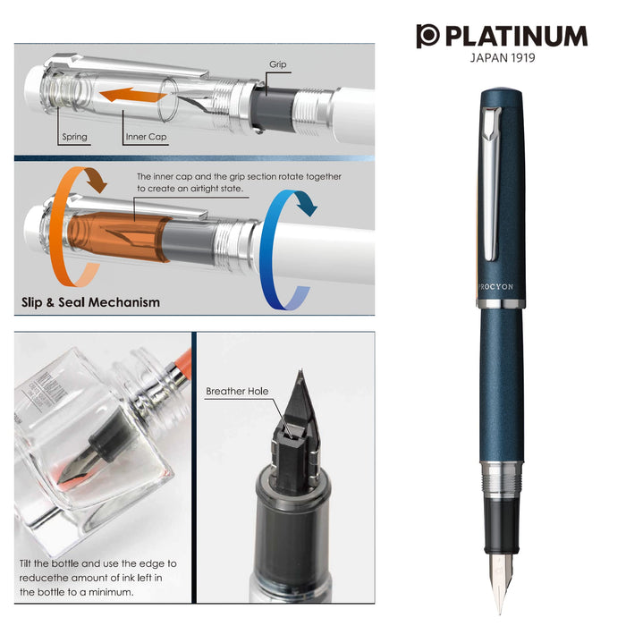 Platinum Procion #50 Deep Sea Medium Point Fountain Pen - PNS-5000 50-3 Model-Kiichin - The #1 Place for Japanese Goods in Your Hand!