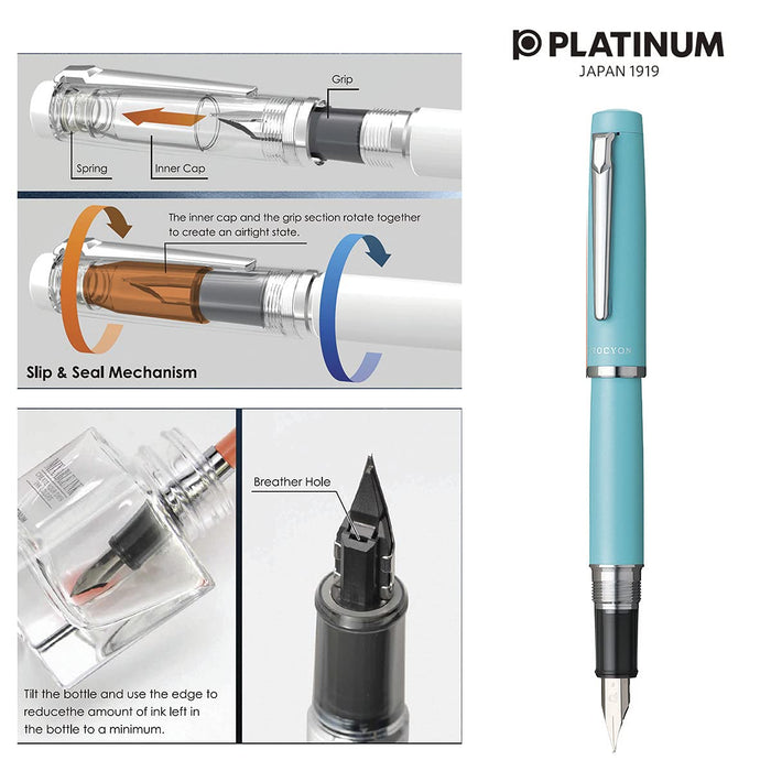 Platinum Procion #52 Medium Point Fountain Pen in Turquoise Blue-Kiichin - The #1 Place for Japanese Goods in Your Hand!