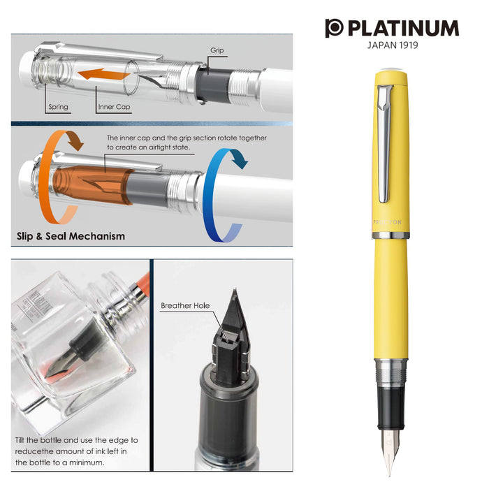 Platinum Procion No.68 Medium Point Fountain Pen Citron Yellow-Kiichin - The #1 Place for Japanese Goods in Your Hand!