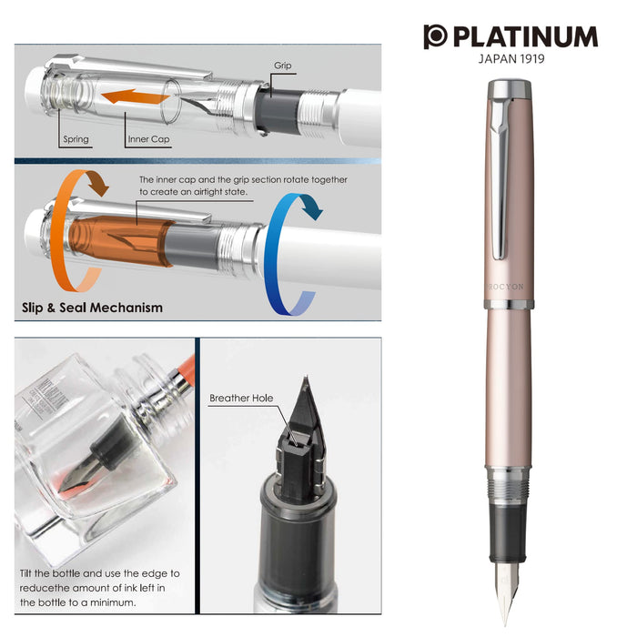 Platinum Fountain Pen Procion Luster Medium Point in Rose Gold-Kiichin - The #1 Place for Japanese Goods in Your Hand!