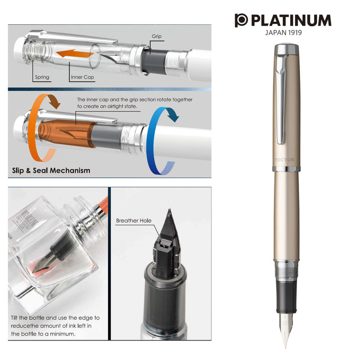 Platinum Fountain Pen Procion Luster Medium Point Champagne Gold Pns-8000#78-3-Kiichin - The #1 Place for Japanese Goods in Your Hand!