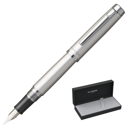 Platinum Procion Luster Medium Point Fountain Pen Satin Silver PNS-8000#79-3-Kiichin - The #1 Place for Japanese Goods in Your Hand!