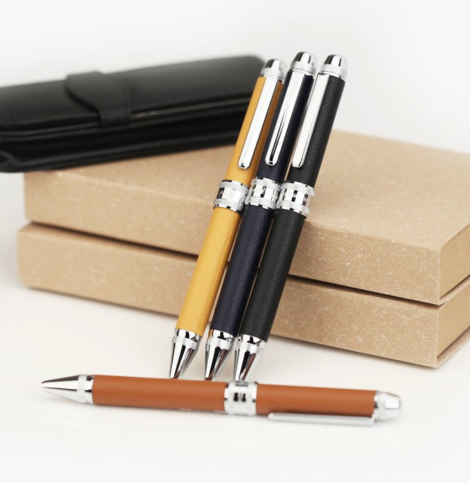 Platinum Fountain Pen Double Action Multifunctional Blue Cow Leather Wrapped - MWBL-3000#56-Kiichin - The #1 Place for Japanese Goods in Your Hand!