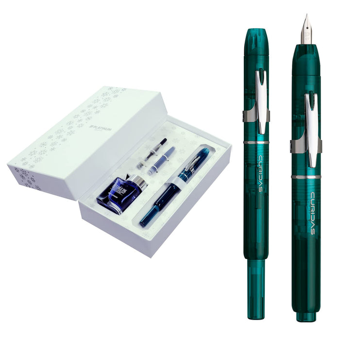 Platinum Fountain Pen Christmas Limited Gift Set - Urban Green EF Point PKN-7000Setrd-43-Ef with Ink and Converter-Kiichin - The #1 Place for Japanese Goods in Your Hand!