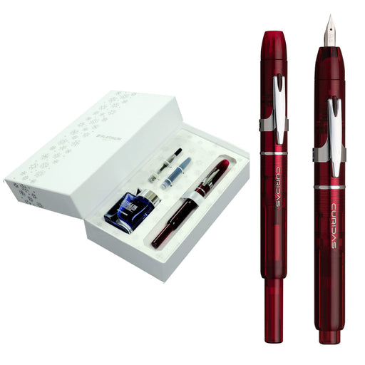 Platinum Fountain Pen Curidas Christmas Limited Edition Grand Red Medium Point Dual-Use Knock-Type PKN-7000Setrd-77-M-Kiichin - The #1 Place for Japanese Goods in Your Hand!