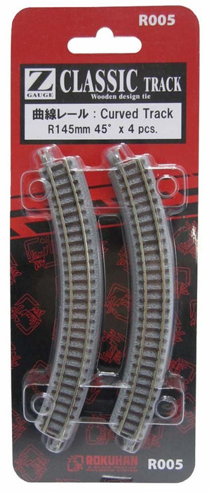 Rokuhan Z Gauge R005 Curved Rail R145Mm 45° - Highly Durable Train Track-Kiichin - The #1 Place for Japanese Goods in Your Hand!
