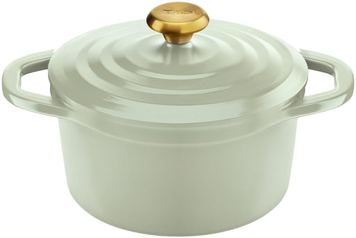 T-Fal Cast Iron Cocotte Pot 20Cm Sage Green - Non-Stick IH & Gas Compatible-Kiichin - The #1 Place for Japanese Goods in Your Hand!