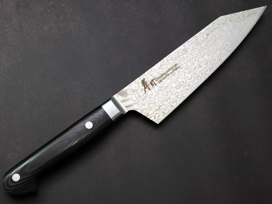 Takayuki Sakai Coreless Damascus Santoku 160mm Black Micarta Handle