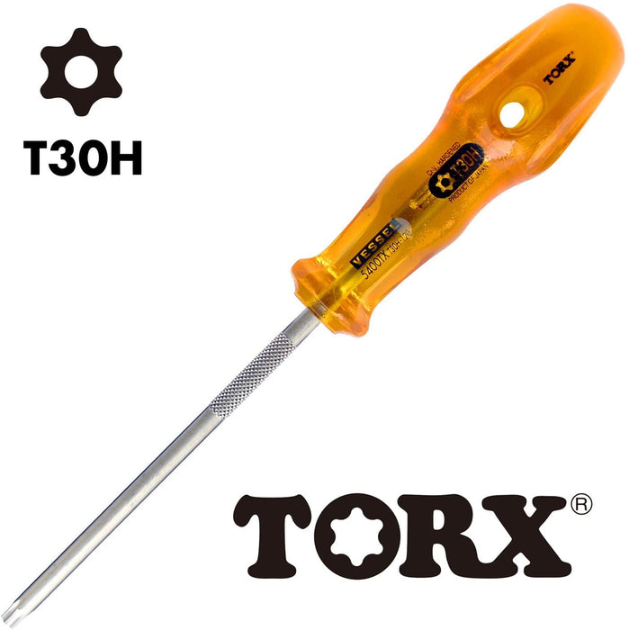 Vessel Power Grip Torx T30H Screwdriver - Tamper-Proof 120mm 5400Tx-Kiichin - The #1 Place for Japanese Goods in Your Hand!