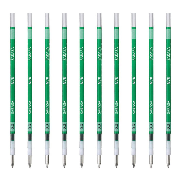 Zebra Brnjk3G Green Ballpoint Pen Refills - Prefeel Sarasa Njk-0.3 Lead - Pack of 10-Kiichin - The #1 Place for Japanese Goods in Your Hand!